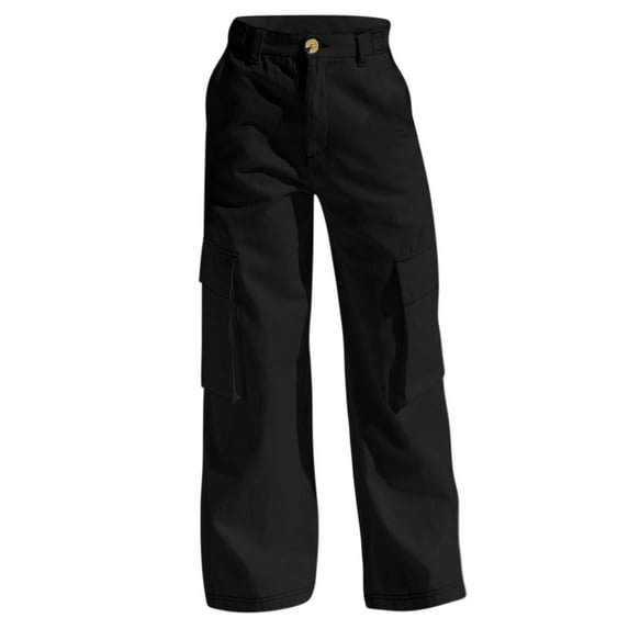 Yubnlvae Cargo Denim Jeans - Women's Multi-Pocket Work Pants, Loose Fit Wide Leg Utility Jeans, Streetwear Oversized Carpenter Pants (Black | L)