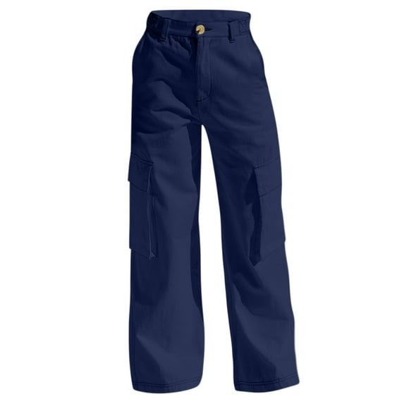 Yubnlvae Cargo Denim Jeans - Women's Multi-Pocket Work Pants, Loose Fit Wide Leg Utility Jeans, Streetwear Oversized Carpenter Pants (Blue | M)