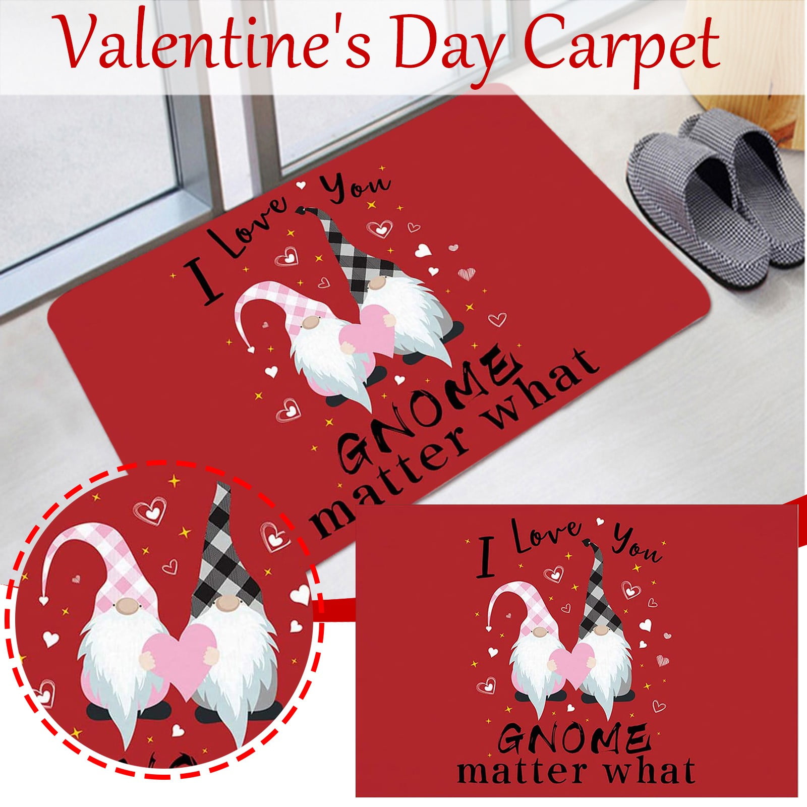 Yubnlvae Carpet Valentine's Day Indoor & Outdoor Door Mat Low Profile Resist Dirt Rug Durable