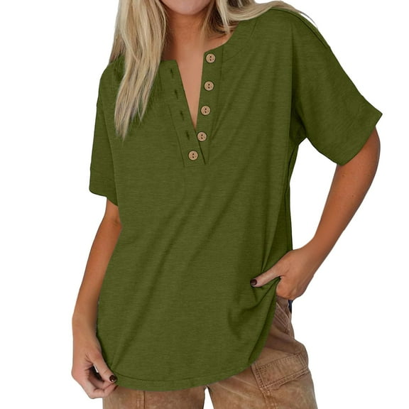 Yubnlvae Casual V-Neck T-Shirts for Women - Short Sleeve Solid Color Tops (Soft Cotton, Daily Wear Essential) Mint Green L