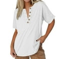 thumbnail image 1 of Yubnlvae Casual V-Neck T-Shirts for Women - Short Sleeve Solid Color Tops (Soft Cotton, Daily Wear Essential) White M, 1 of 6