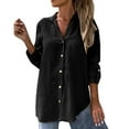 thumbnail image 1 of Yubnlvae Cotton-Linen Button-Up Shirts - 2025 Casual V-Neck Tops for Women (Breathable, Solid Color Chic) Black L, 1 of 4
