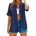 thumbnail image 1 of Yubnlvae Dark Blue Summer Tops for Women Trendy Sleeveless Cotton Linen Tank Top Casual Button V Neck Tunic Blouses, Xxl, 1 of 3
