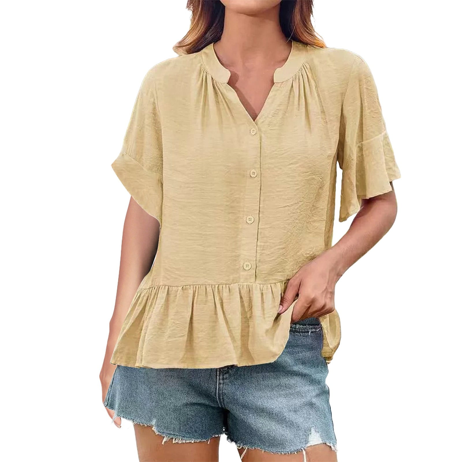 Multicolor V Neck Boho Blouse main image 1