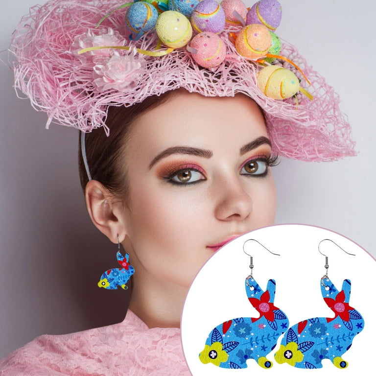 Jewelry Earrings Girls Colorful Jewelry For Women Sided Cute Printed Rabbit  Drop Jewelry Easter Earrings Double Earrings