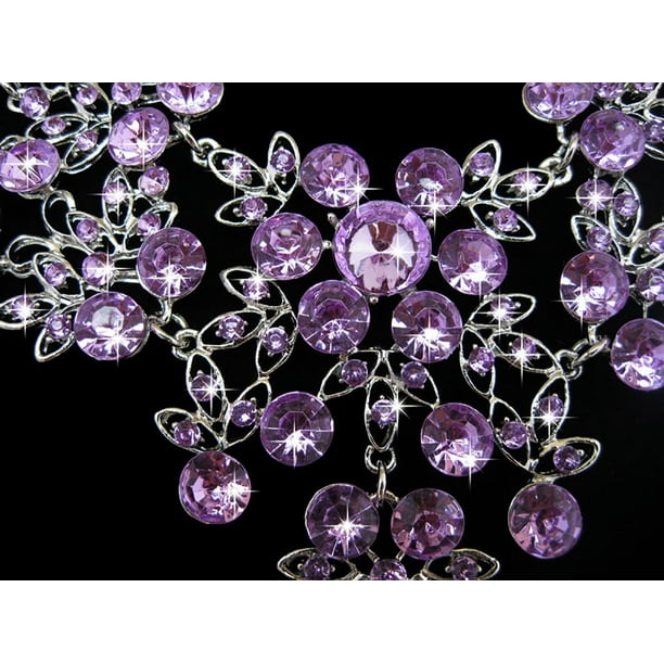 Purple rhinestone jewelry sets clearance