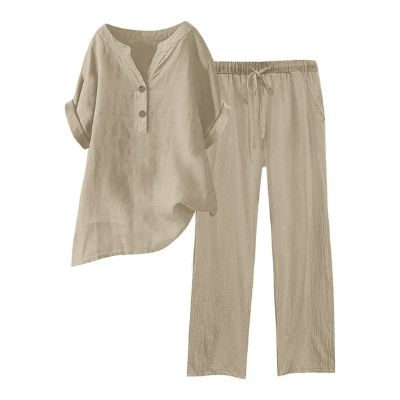 Yubnlvae Elastic Waist Cargo Pants for Women - 3/4 Length Casual Trousers (Loose Fit, Multi-Pocket Daily Wear) Khaki 4XL