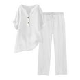 thumbnail image 1 of Yubnlvae Elastic Waist Cargo Pants for Women - 3/4 Length Casual Trousers (Loose Fit, Multi-Pocket Daily Wear) White 5XL, 1 of 5