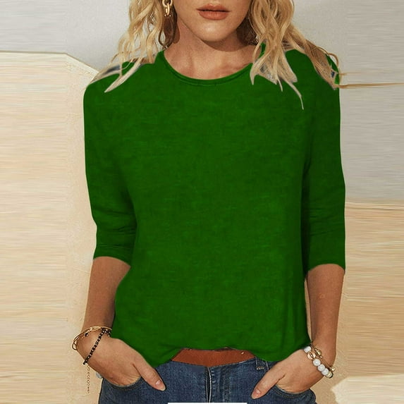 Yubnlvae Fitted 3/4 Sleeve T-Shirt - Slim-Fit Casual Top for Work, Weekend, Or Layering, Women's Sleeveless Jumpsuit Loose Fit Pocket Romper Summer Beach Cover-Up Dress, Green, 5Xl