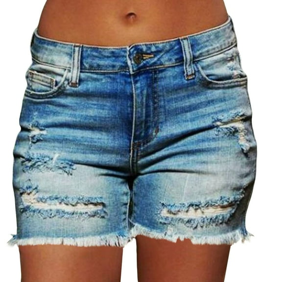 Yubnlvae Fringe Ripped Jean Shorts - Women's Trendy Destroyed Denim Shorts with Bohemian Fringe Details, Stretchy Comfortable Summer Shorts (Dark blue | 4XL)