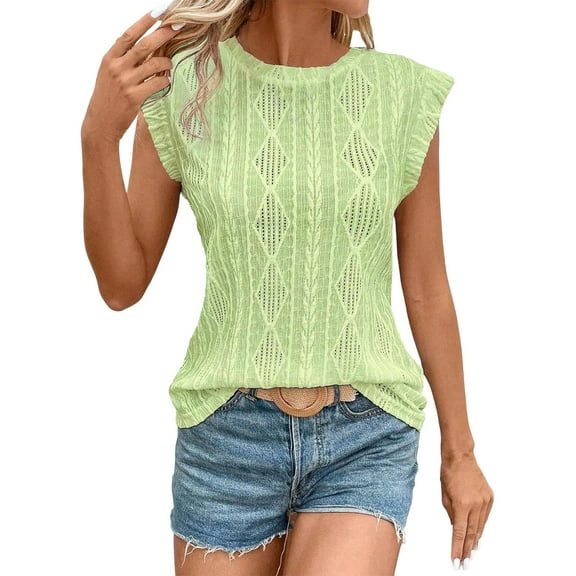 Yubnlvae Green 2025 Women's Round Neck Loose Short Sleeved Women's T Shirt, L