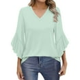 thumbnail image 1 of Yubnlvae Green Blouses for Women Casual 3/4 Length Sleeve Womens Tops V Neck Tshirts Shirts with Flared Sleeve, Xxl, 1 of 5