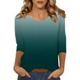 thumbnail image 1 of Yubnlvae Green Womens 3/4 Length Sleeve Tunic Tops Casual V Neck Shirts Basic Tees Business Work Blouses Summer Fall 2025 Clothes, S, 1 of 7