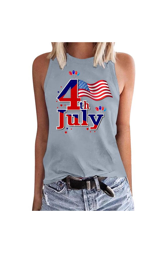 Grey Women's Gradient Coconut Tree Tank Tops Summer Sleeveless V Neck Button down Shirt, L