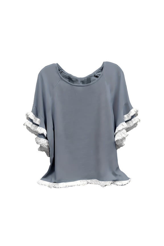 Grey Womens Plus Size Tops Tunic Short Sleeve Crew Neck Shirts Casual Soft Blouse 1Xl 5Xl, 3Xl