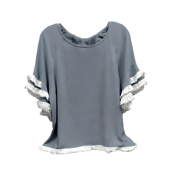 Yubnlvae Grey Womens Plus Size Tops Tunic Short Sleeve Crew Neck Shirts Casual Soft Blouse 1Xl 5Xl, 3Xl