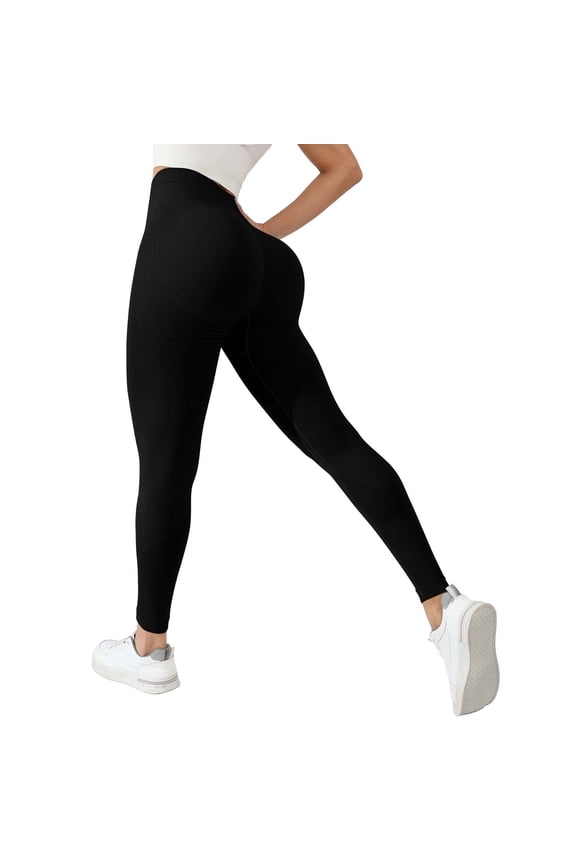 High Waist Compression Yoga Pants - Booty Lifting Workout Leggings with Pockets - Thick Squat Proof Fitness Tights (XL-XXL) (Black | XL)