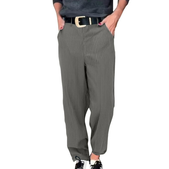 Yubnlvae High Waist Straight Leg Dress Pants - Office Casual Trousers for Women (Elastic Waist, Minimalist Design) Grey S