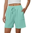 thumbnail image 1 of Yubnlvae High Waist Tie Shorts - Women's Summer Casual Drawstring Shorts with Pockets, Comfortable Loose Fit Bermuda Length (Green 1 | S), 1 of 6