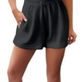 thumbnail image 1 of Yubnlvae High Waist Waffle Texture Shorts - Summer Loose Fit Casual Shorts, Trendy Plus Size Bottoms (Pink/Blue/Black, S-XXXL) (Black | L), 1 of 5