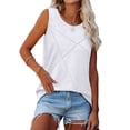 thumbnail image 1 of Yubnlvae Hot Deal: Ruffled V-Neck Blouse - Flowy Office-To-Dinner Top with 50% Off (Summer Essentials), Summer Tank Tops For Women Loose Fit Crew Neck Casual Sleeveless Tops 2025 Trendy, White, L, 1 of 9