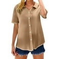 thumbnail image 1 of Yubnlvae Khaki Loose Shirt Top Stand Solid Color Sleeve Collar Casual Women's Shirt Women's Shirt, S, 1 of 8