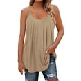 thumbnail image 1 of Yubnlvae Khaki Women Pleated Top Shirt Spaghetti Strap Camisole Fit Casual Sleeveless Summer Tank Tops Fashion Shirt, 4Xl, 1 of 6