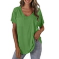 thumbnail image 1 of Yubnlvae Ladies' Casual Pocket Short Sleeve T-Shirt, Ladies' Fashionable Casual Solid Color Plus Pocket Short Sleeved T Shirtclearance! Solid, Round Neck, Green, Xxl, 1 of 4