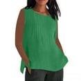 thumbnail image 1 of Yubnlvae Linen Work Blouses for Women - Summer Casual Round Neck Tops (Breathable Office & Weekend Shirts) Green M, 1 of 8
