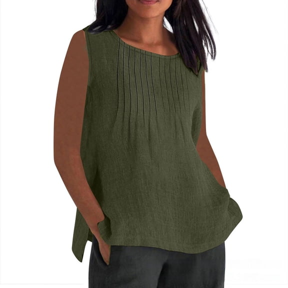 Yubnlvae Linen Work Blouses for Women - Summer Casual Round Neck Tops (Breathable Office & Weekend Shirts) Mint Green XXL