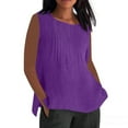 thumbnail image 1 of Yubnlvae Linen Work Blouses for Women - Summer Casual Round Neck Tops (Breathable Office & Weekend Shirts) Purple M, 1 of 8