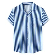 Yubnlvae Men Print Casual Shirt Short Sleeve Turndown Collar Blouse Shirt