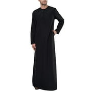 Yubnlvae Mens Casual Loose Arab Dubai Robe Long Sleeve Zipper Shirt