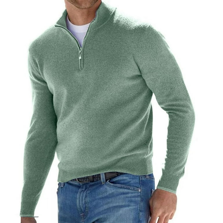 V-Neck Zipper Solid Color Long-Sleeved Sweater V-Neck Zipper Solid Color Long-Sleeved Sweater