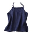 thumbnail image 1 of Yubnlvae Navy Women's 2025 Large Size Loose Cotton Linen Lace Splicing Base Suspender Vest Top Vest Suspender Strap, Xl, 1 of 6