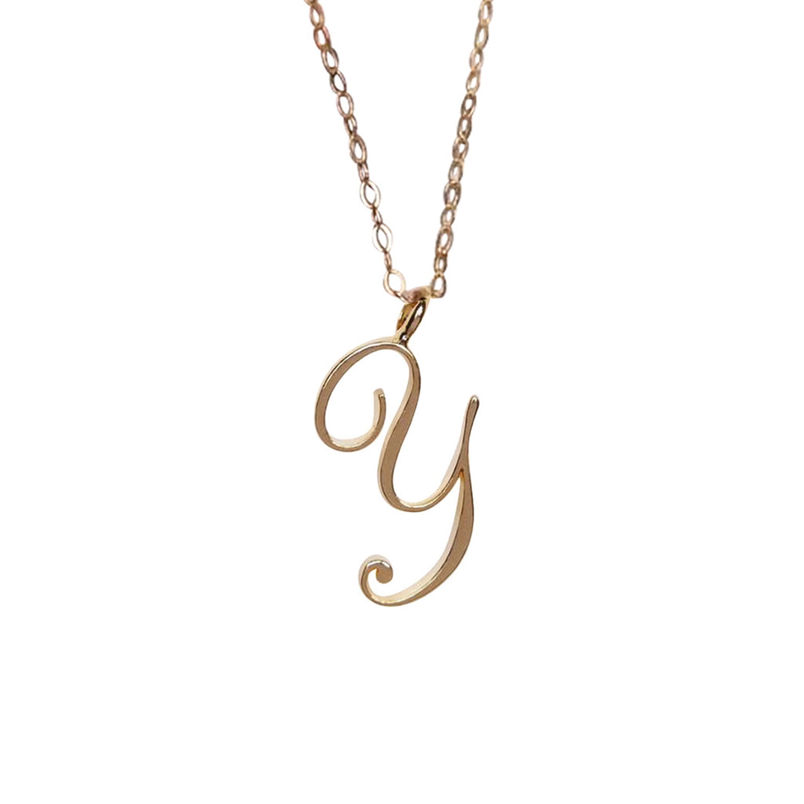 Yubnlvae Necklaces & Pendants Heart Fashion Women's Letter Letters Necklace Chain 26 Circular Double Layer Neck N, Size: One size, Gold
