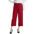 thumbnail image 1 of Yubnlvae Office Wide Leg Trousers - Women's Professional 7/8 Length Work Pants, Comfortable Business Casual Slack with Back Pockets (Red | L), 1 of 4