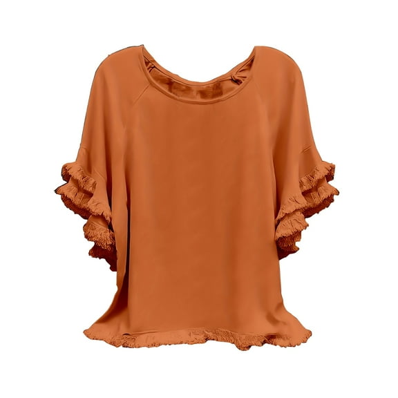 Yubnlvae Orange Womens Plus Size Tops Tunic Short Sleeve Crew Neck Shirts Casual Soft Blouse 1Xl 5Xl, 5Xl