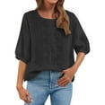 thumbnail image 1 of Yubnlvae Oversized Collar Shirts - Women's Loose Fit Solid Color Tops (Breathable Linen, Office to Weekend) Black 3XL, 1 of 7