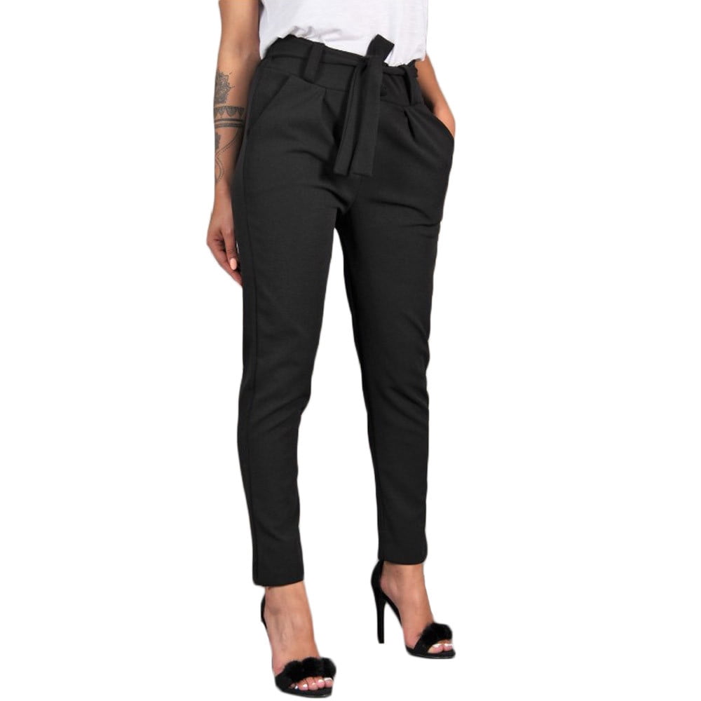 Hara Beige High Waist Belted Bandage Pants