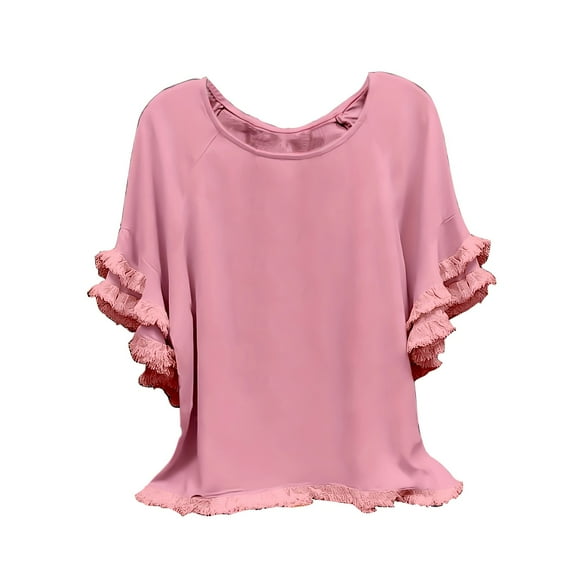 Yubnlvae Pink Womens Plus Size Tops Tunic Short Sleeve Crew Neck Shirts Casual Soft Blouse 1Xl 5Xl, Xxl