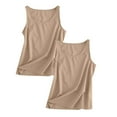 thumbnail image 1 of Yubnlvae Plus Size Loose Linen Strapless Tank Top, Suitable for Outerwear, Womens Workout O Neck Sleeveless Breathable Tank Casual Tops Shirtclearance! Solid, Round Neck, Khaki, M, 1 of 5