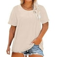 thumbnail image 1 of Yubnlvae Plus Size Loose T-Shirts for Women - 2025 Summer Round Neck Casual Tops (Breathable Cotton, S-5XL) Beige L, 1 of 5