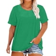 thumbnail image 1 of Yubnlvae Plus Size Loose T-Shirts for Women - 2025 Summer Round Neck Casual Tops (Breathable Cotton, S-5XL) Green XXL, 1 of 5