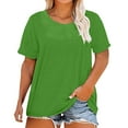 thumbnail image 1 of Yubnlvae Plus Size Loose T-Shirts for Women - 2025 Summer Round Neck Casual Tops (Breathable Cotton, S-5XL) Mint Green XXL, 1 of 5
