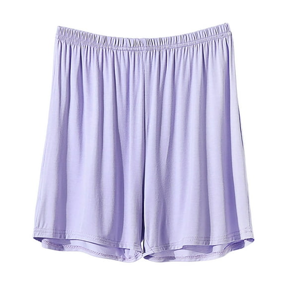 Yubnlvae Plus Size Paperbag Waist Shorts - Women's Summer Elastic Waist Shorts, Trendy Wide Leg Design for Curvy Figures (Purple | 6XL)