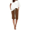 thumbnail image 1 of Yubnlvae Plus Size Summer Pants - Thin Elastic Waist Casual Wide Leg Cropped Trousers Coffee M, Ladies Casual Pocket Thin Outer Wear Elastic Belt in Trousers Large Size Loose Pants, 1 of 5