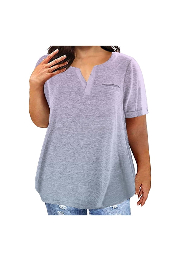 Printed Pocket T-Shirt - Oversized Graphic Tee for Street Style & Weekend Errands (Trendy Streetwear), Women's V-Neck Printed T-Shirt Loose Fit Pocket Casual Summer Tee, Pink, 4Xl