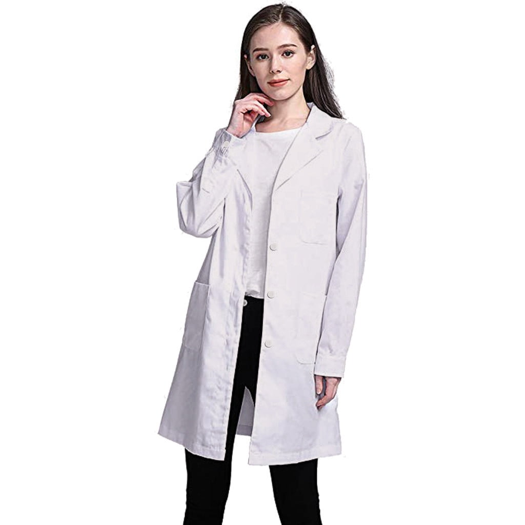 Yubnlvae Professional Lab Coat for Men Women Long Sleeve, White, Unisex