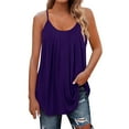 thumbnail image 1 of Yubnlvae Purple Women Pleated Top Shirt Spaghetti Strap Camisole Fit Casual Sleeveless Summer Tank Tops Fashion Shirt, S, 1 of 6